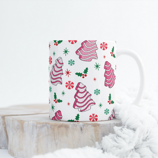 Pink Christmas Cakes Mug Wrap