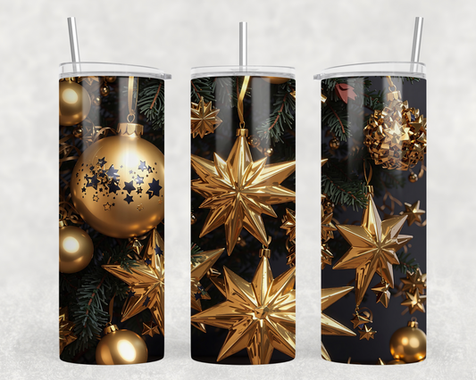 Gold Christmas Ornaments Tumbler Wrap