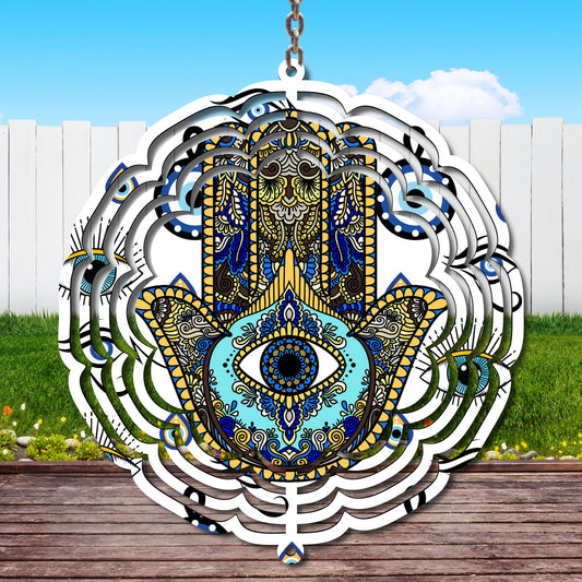 Ornate Evil Eye Wind Spinner Sublimation Print