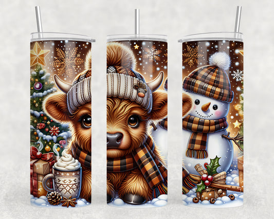 Christmas Coffee Cow Sublimation Tumbler Wrap