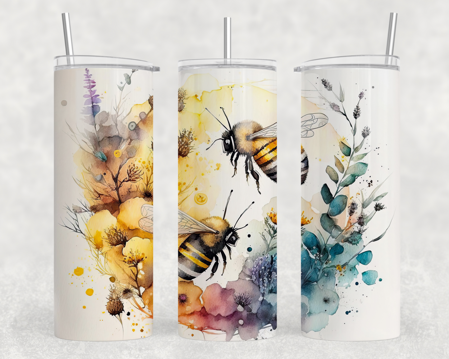 Watercolor Bees Tumbler Wrap