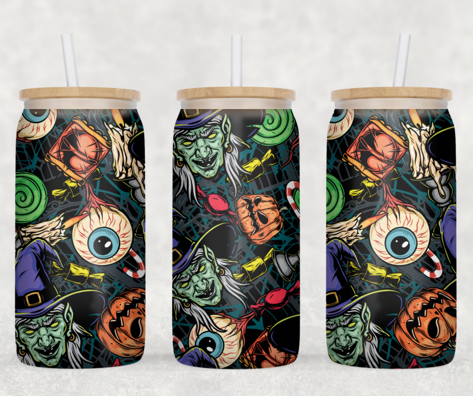 Creepy Halloween Glass Can Wrap