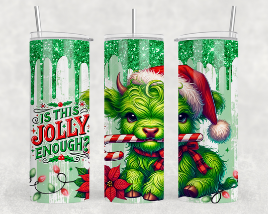 Christmas Grinch Cow Sublimation Tumbler Wrap