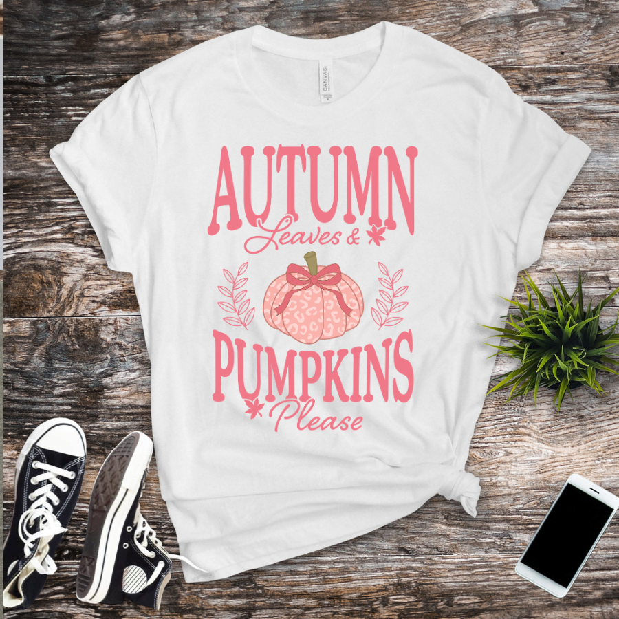 Autumn Leaves & Pumpkins Please Sublimation Print