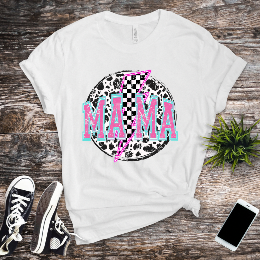 Mama Cow Print Checkered