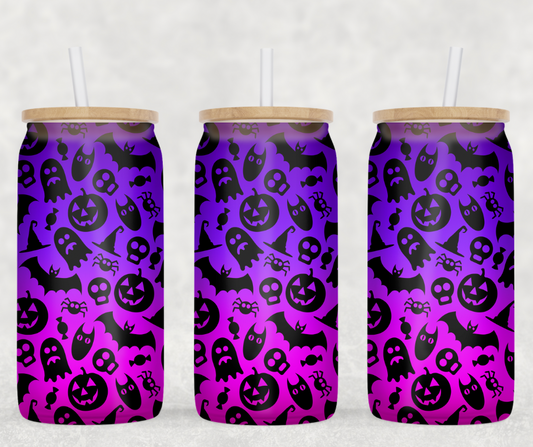 Purple Ombré Halloween Glass Can Wrap