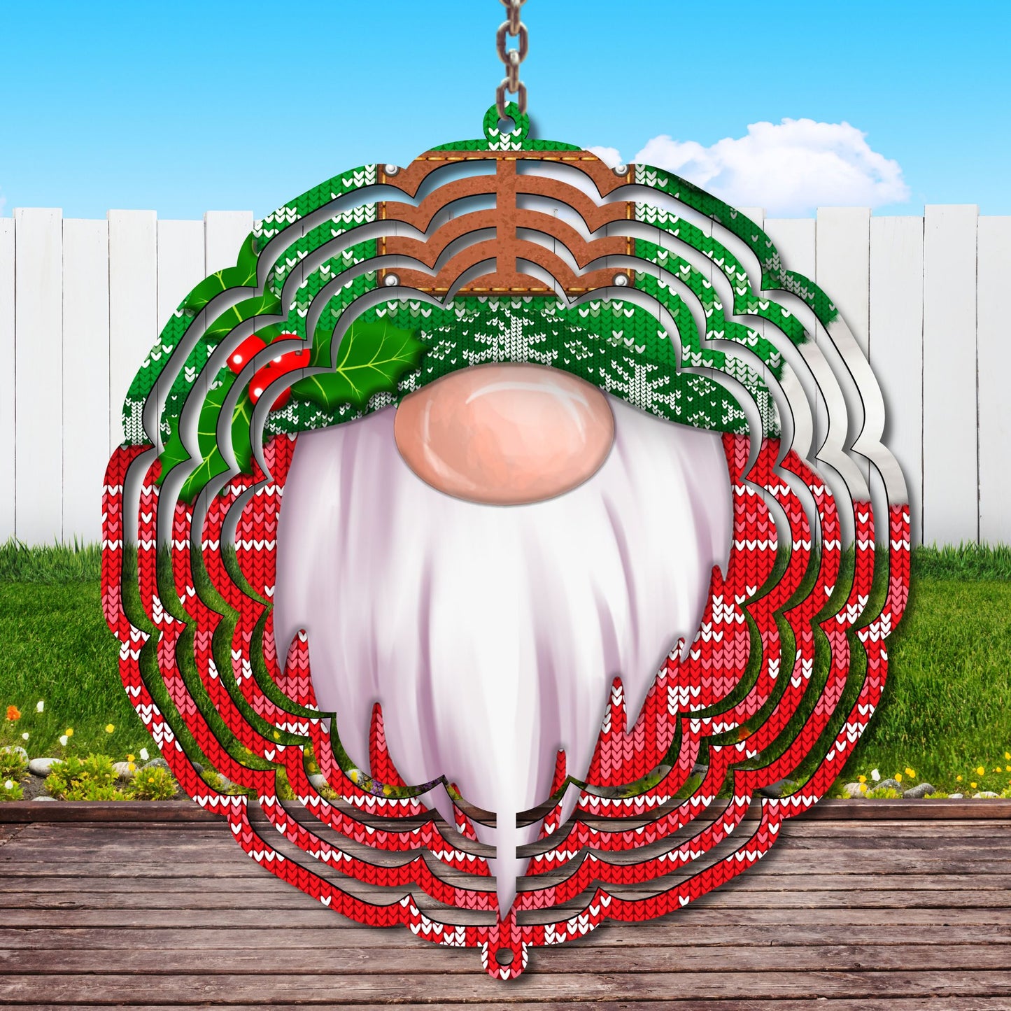 Santa Gnome Wind Spinner Sublimation Print