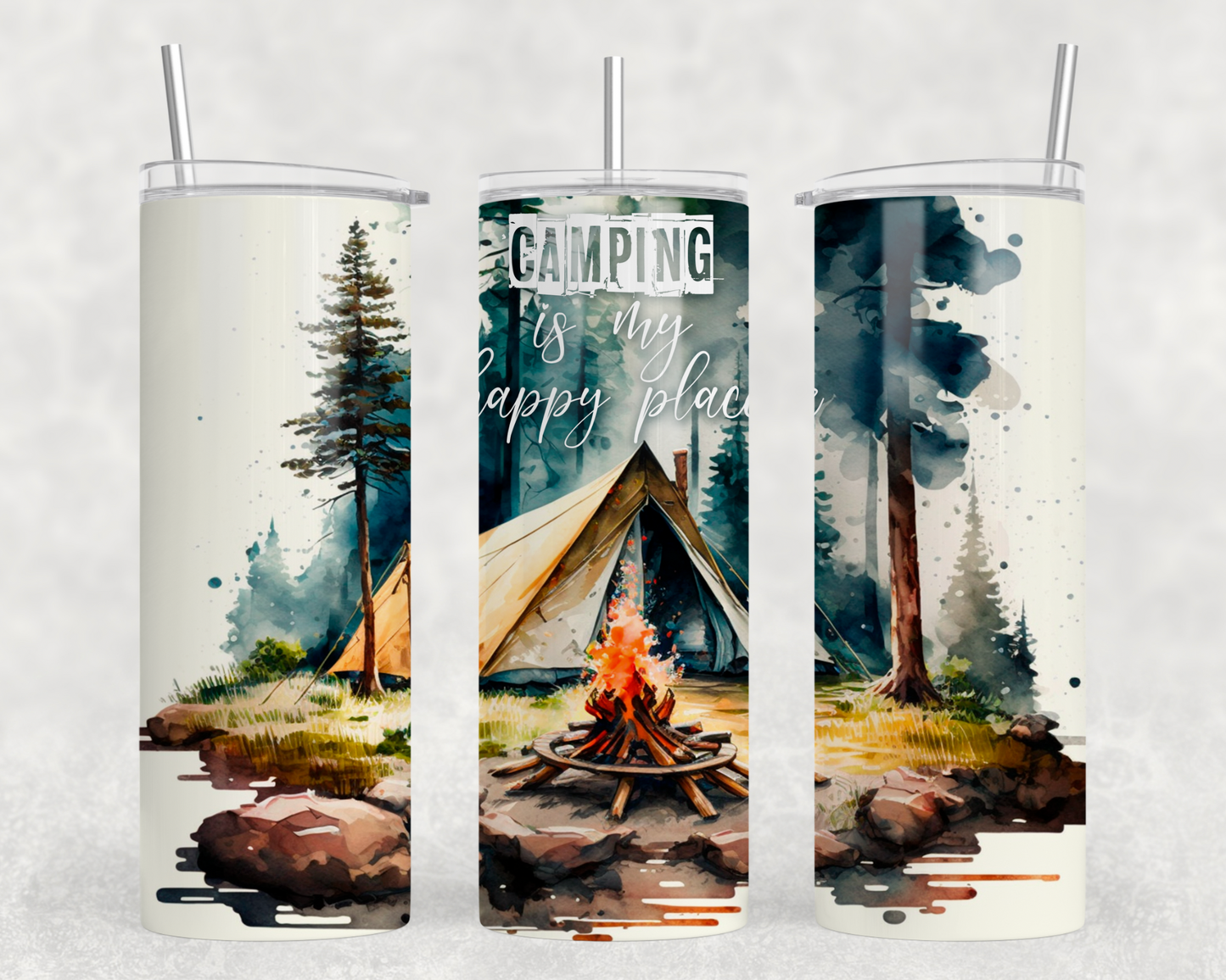 Camping Is My Happy Place Tumbler Wrap