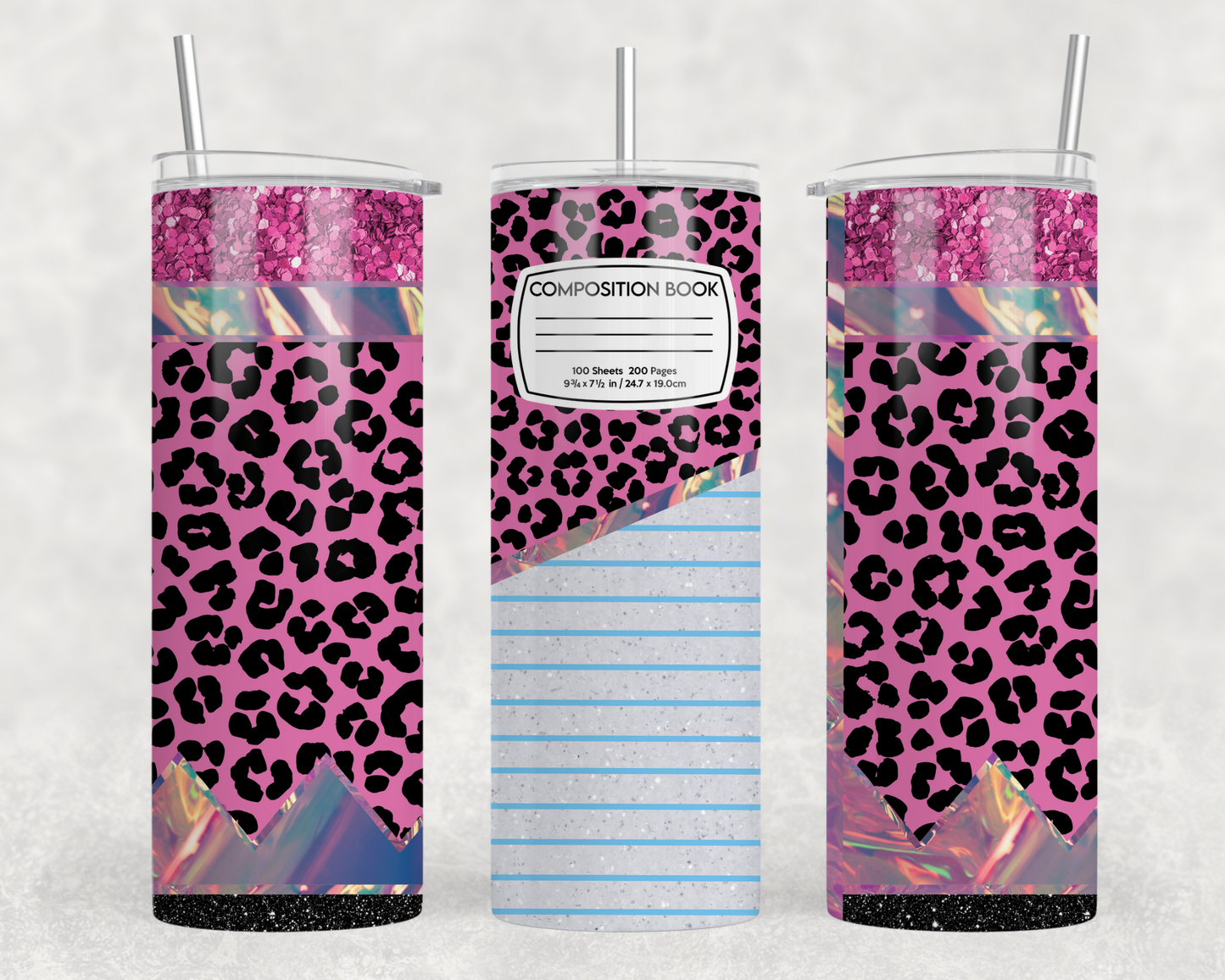 Pink Leopard Composition Book Tumbler Wrap