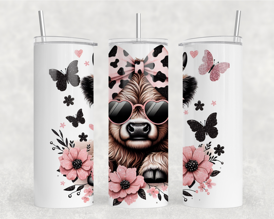 Baby Heifer Pink Flowers Tumbler Wrap