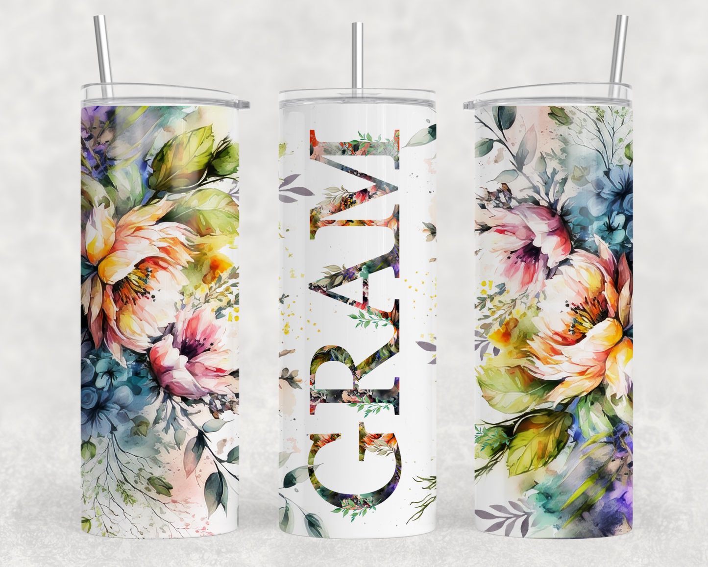 Mama, Memaw, Grandma, Noni Bright Floral Tumbler Wrap