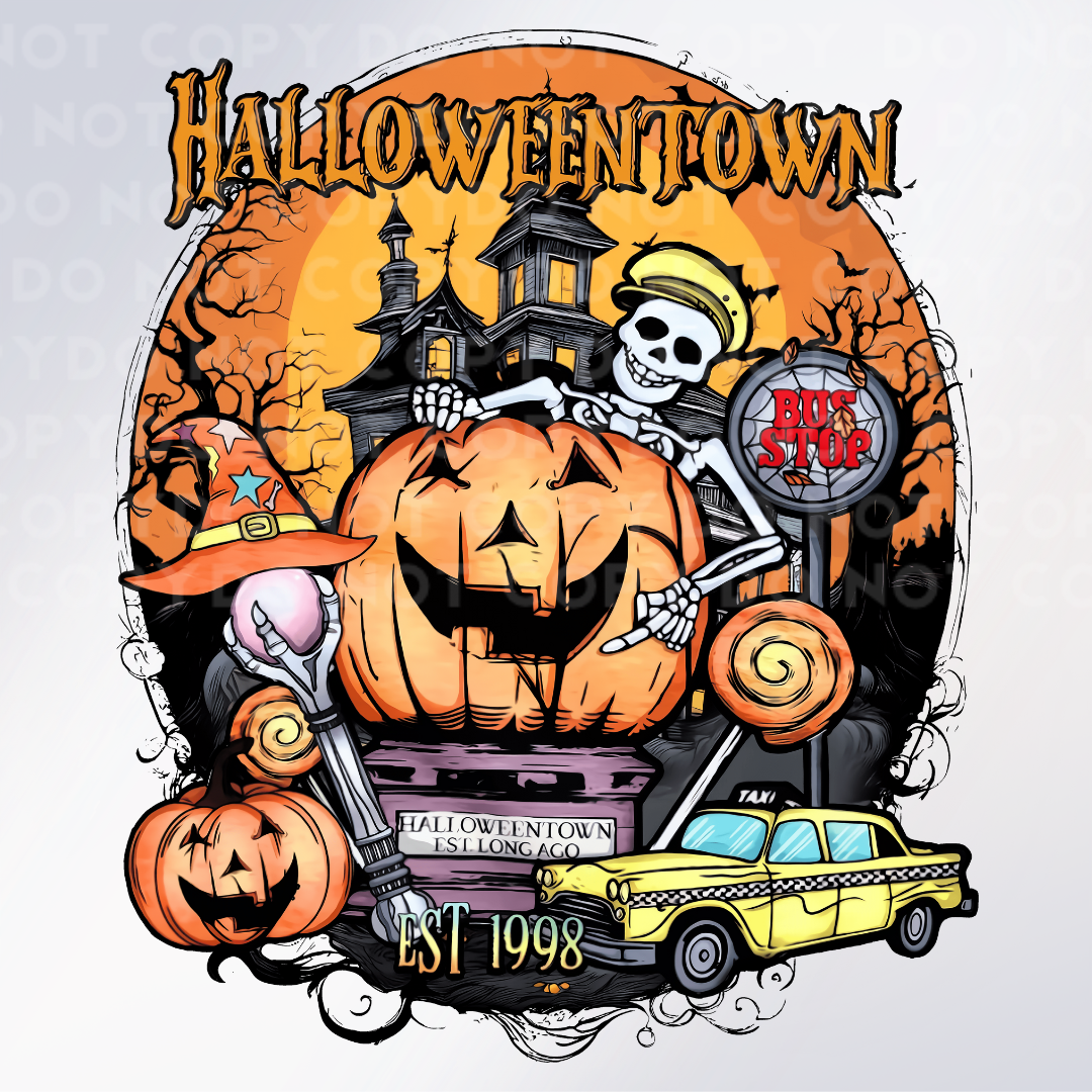 Halloween Town Pumpkin Sublimation Print