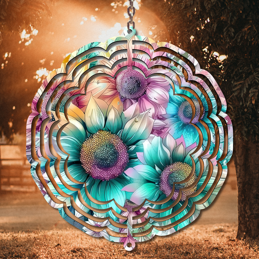 Rainbow Sunflowers Wind Spinner Sublimation Print