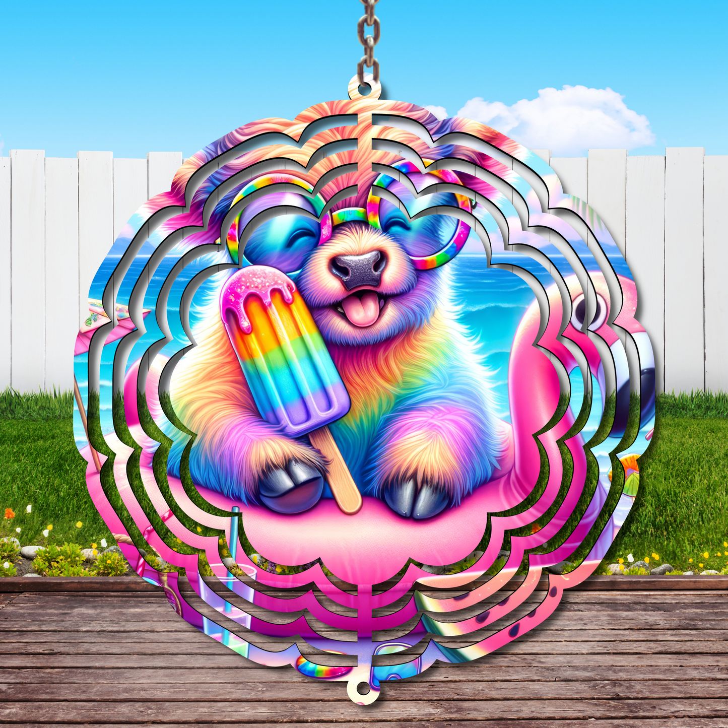 Summer Cow Wind Spinner Sublimation Print