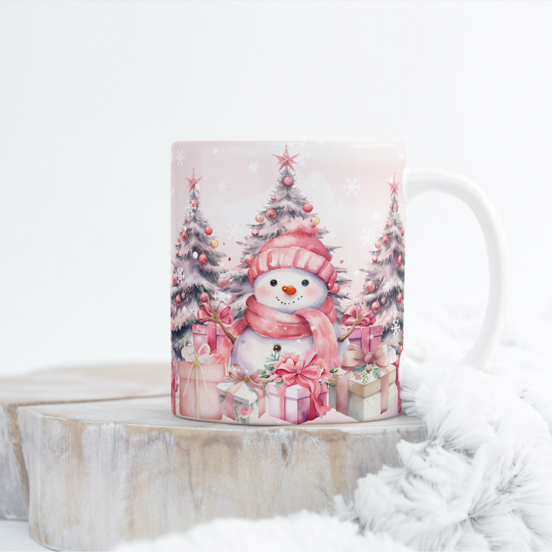 Pink Snowman Mug Wrap