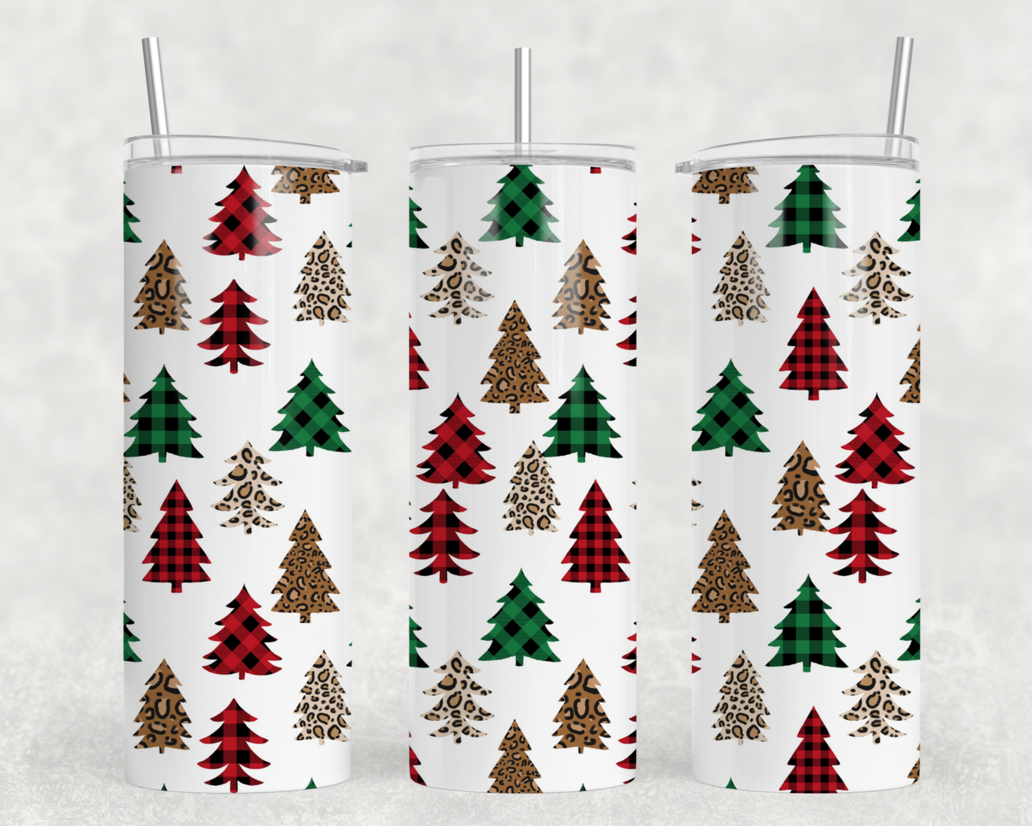 Plaid Christmas Trees Tumbler Wrap
