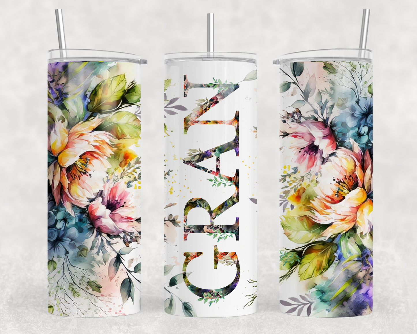 Mama, Memaw, Grandma, Noni Bright Floral Tumbler Wrap