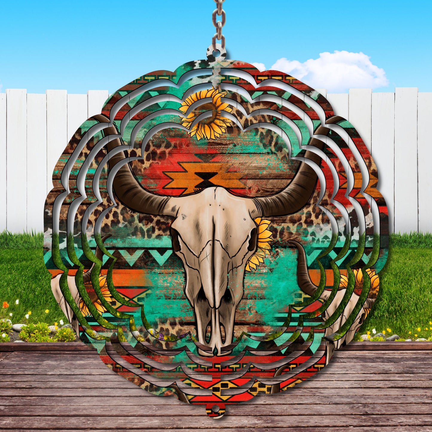 Western Bull Wind Spinner Sublimation Print