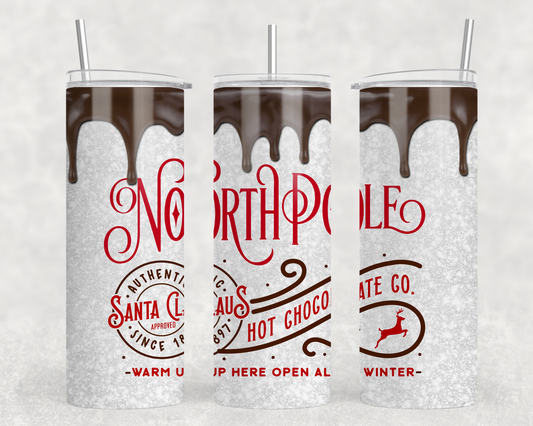 White Glitter North Pole Tumbler Wrap