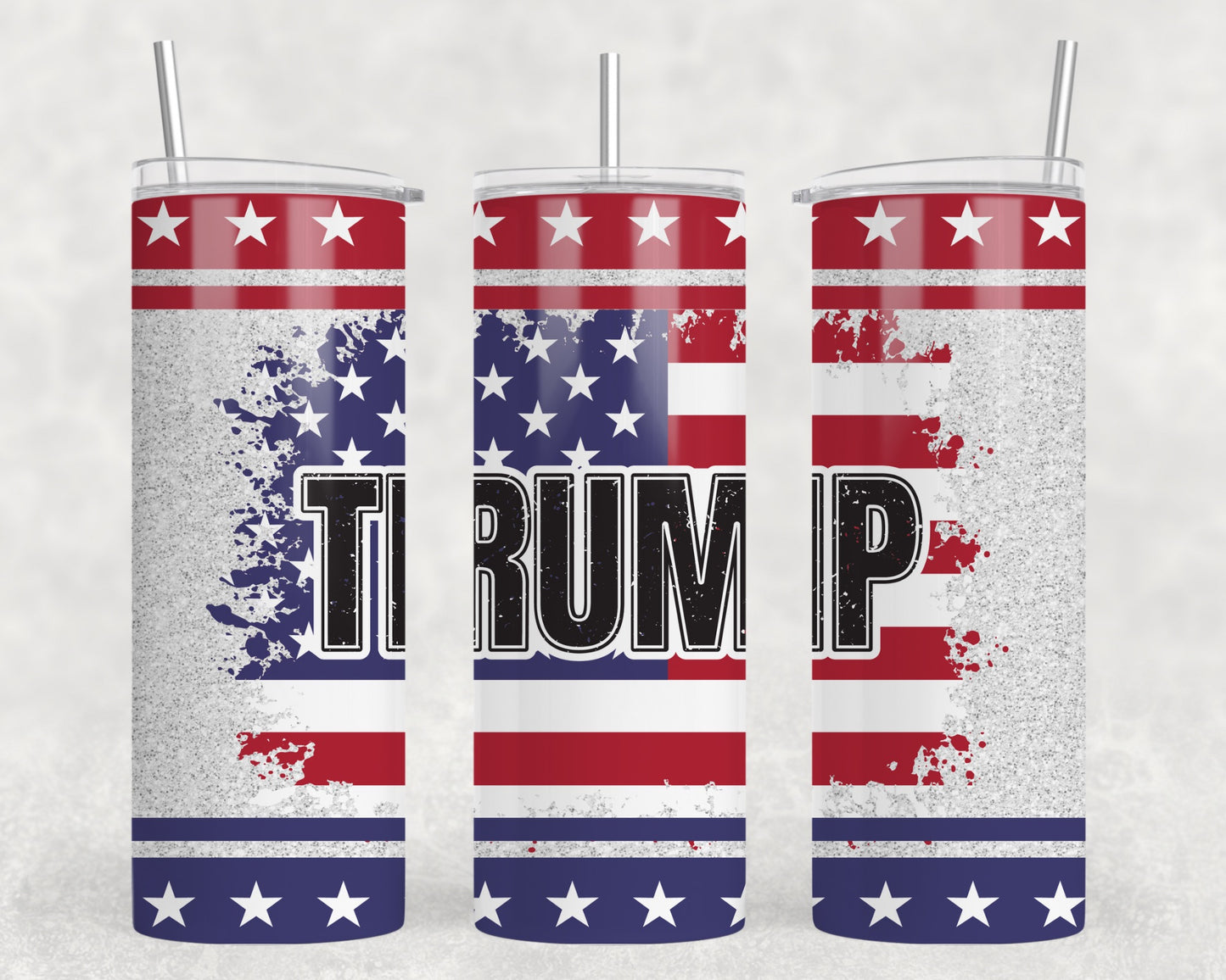 Trump Stars & Stripes Glitter Sublimation Tumbler Wrap