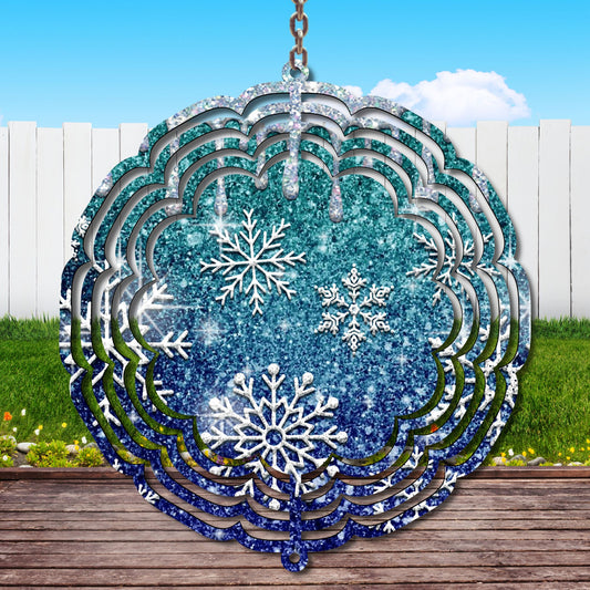 Glitter Snowflakes Wind Spinner Sublimation Print