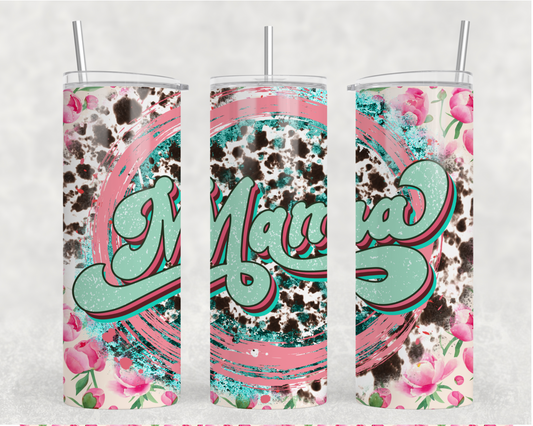 Mama Floral Cow Tumbler Wrap