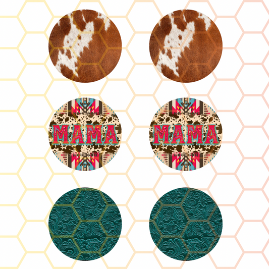 Teal Mama Leather Car Coaster