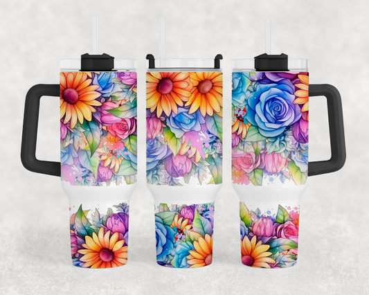 Watercolor Floral 40oz Tumbler Wrap