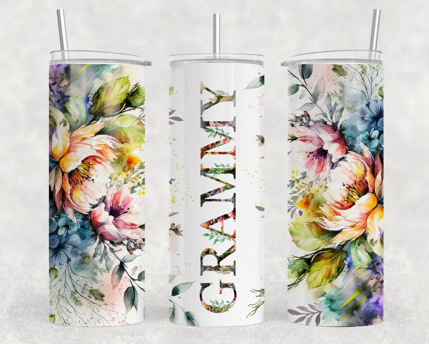 Mama, Memaw, Grandma, Noni Bright Floral Tumbler Wrap