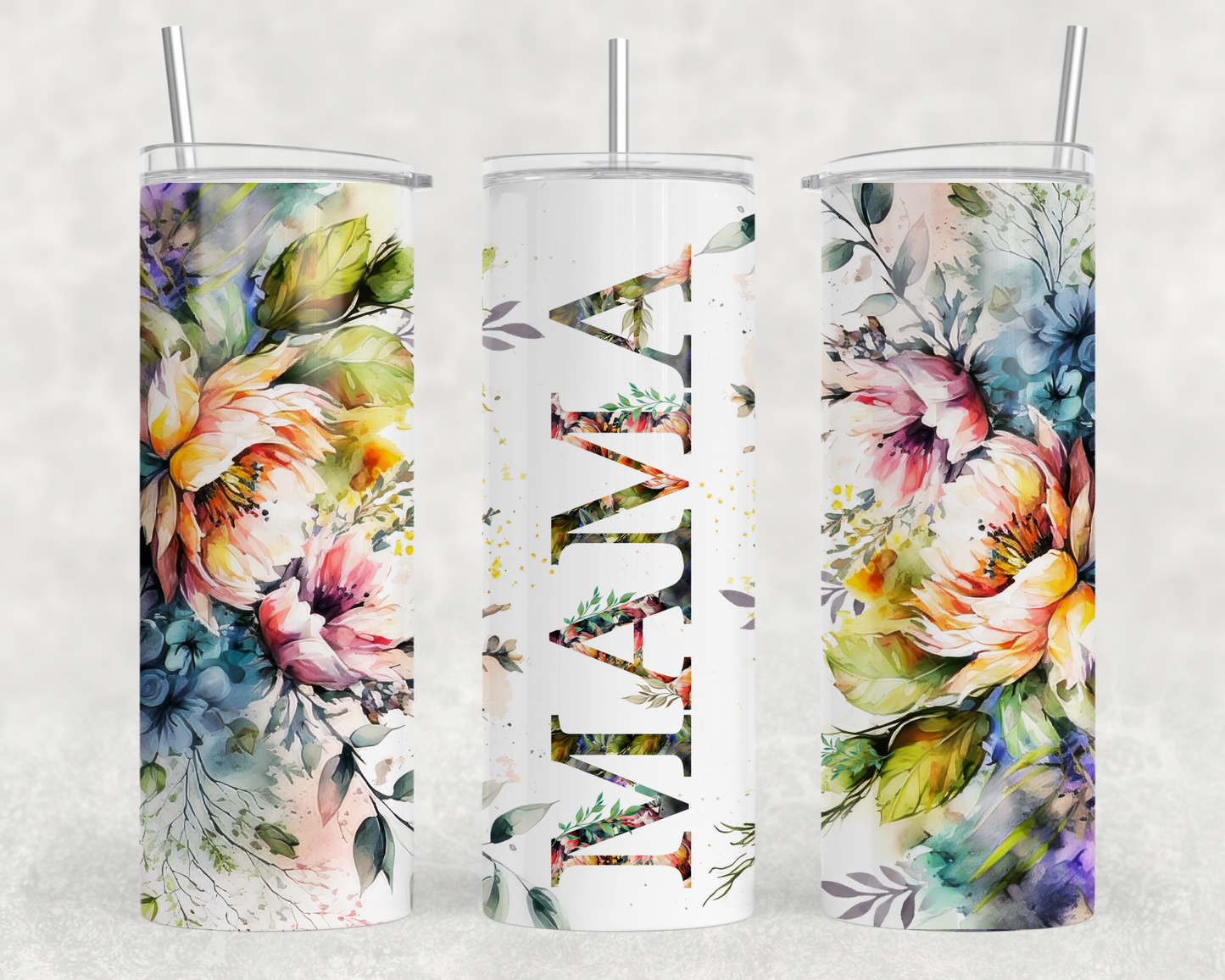 Mama, Memaw, Grandma, Noni Bright Floral Tumbler Wrap