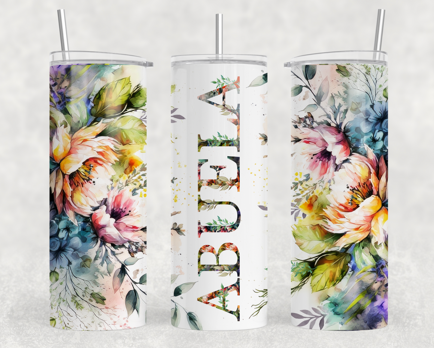 Mama, Memaw, Grandma, Noni Bright Floral Tumbler Wrap