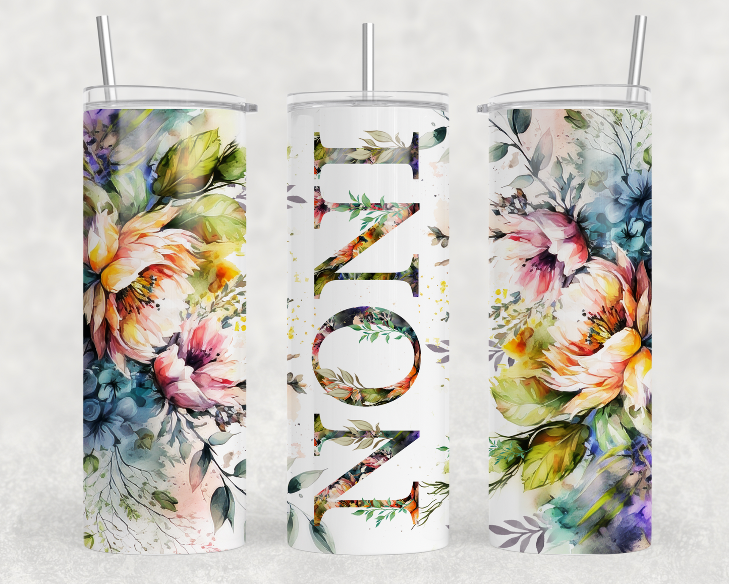 Mama, Memaw, Grandma, Noni Bright Floral Tumbler Wrap