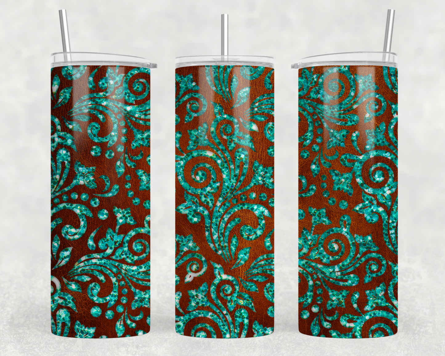 Tooled Leather & Glitter Tumbler Wrap