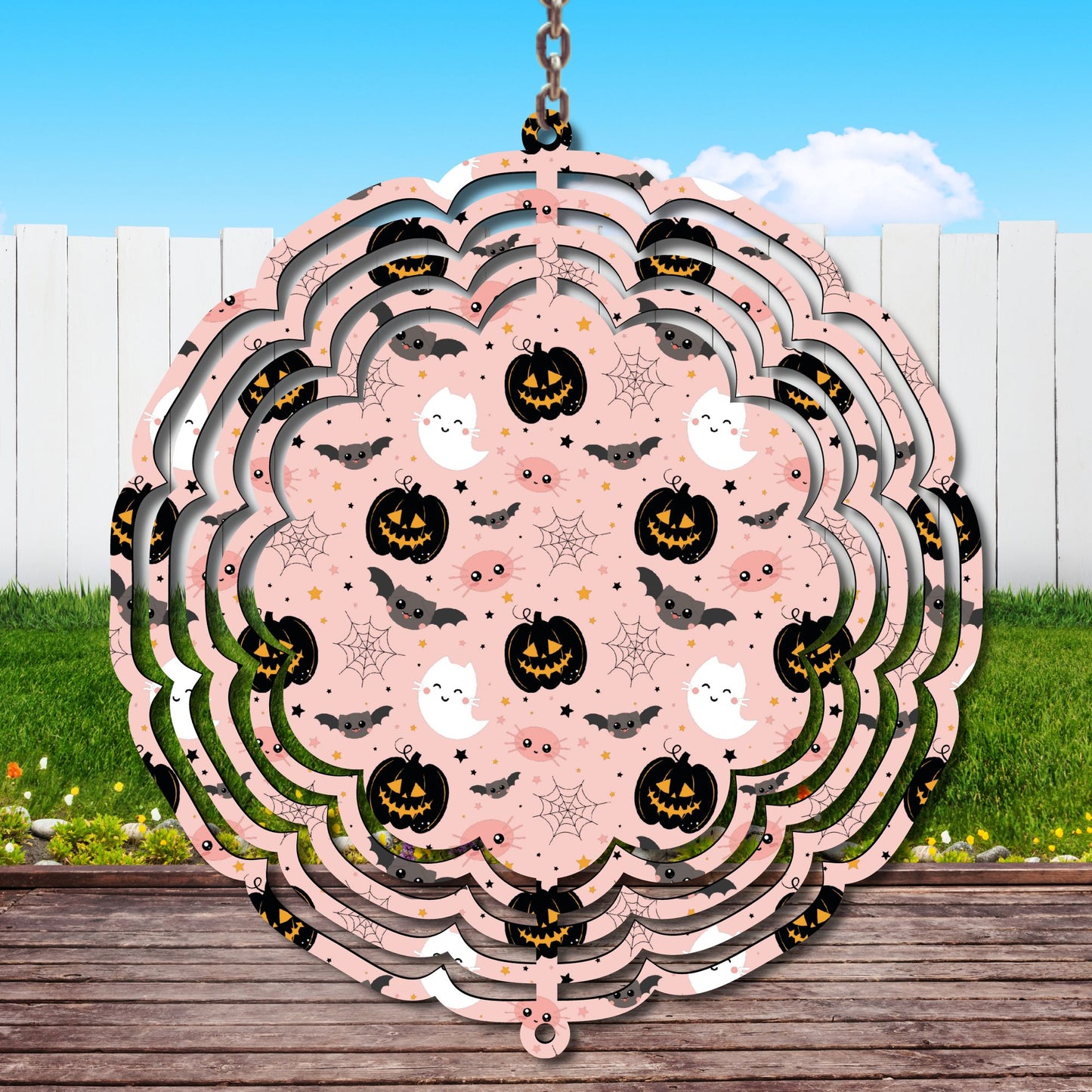 Pink Halloween Wind Spinner Sublimation Print