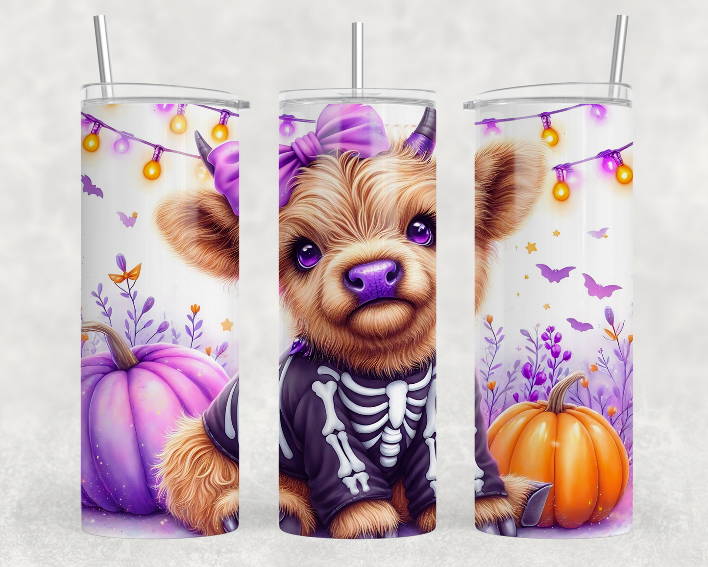 Highland Cow Skelly Tumbler Wrap