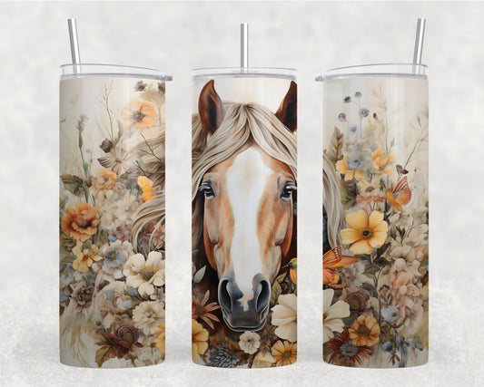 Floral Horse Tumbler Wrap