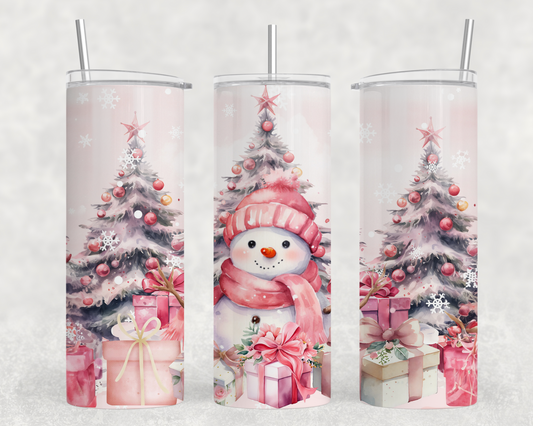 Pink Snowman Tumbler Wrap