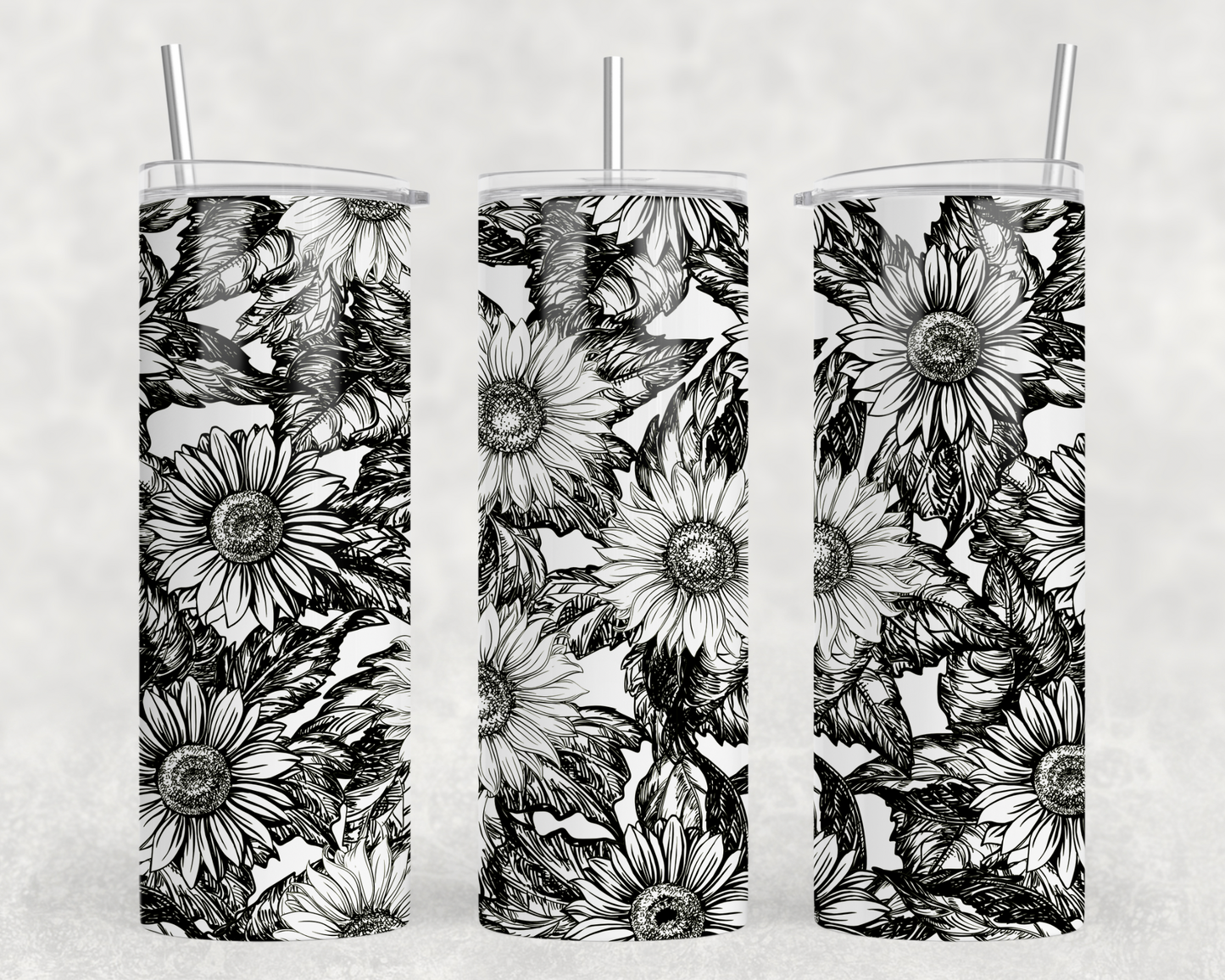 B/W Sunflowers Tumbler Wrap