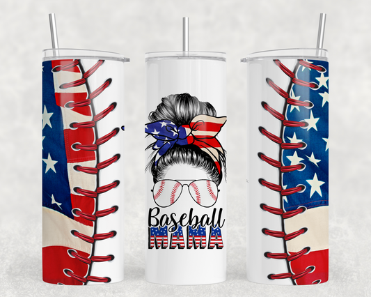 Baseball Mama Messy Bun Tumbler Wrap