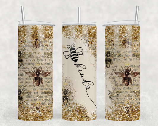 Bee Kind Gold Glitter Tumbler Wrap