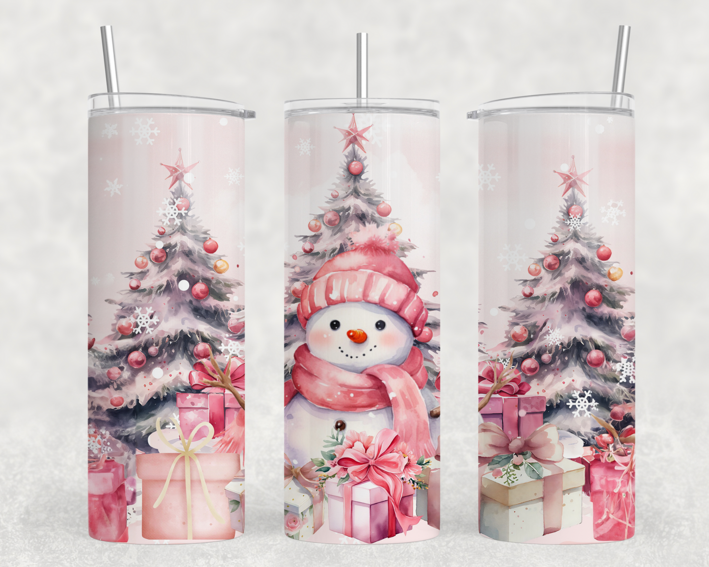 Digital Download - Pink Snowman 20oz Tumbler Wrap