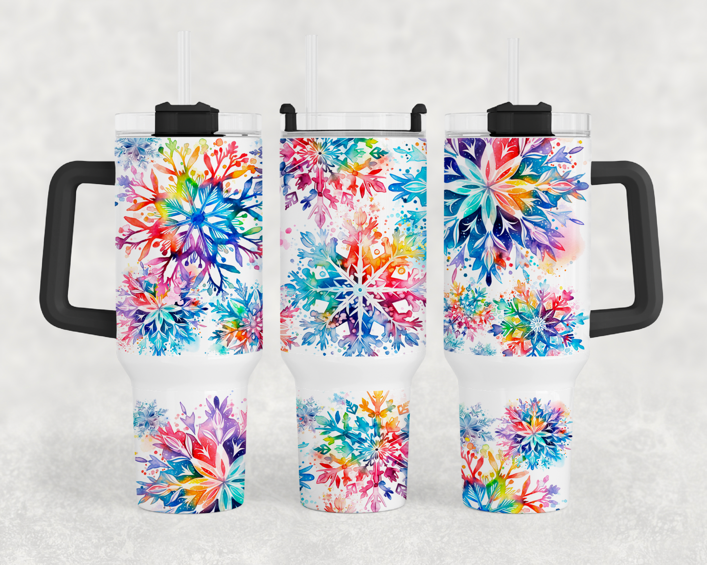 Watercolor Snowflakes 40oz Tumbler Wrap