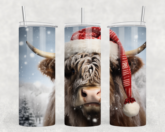 Merry Christmas Cow Tumbler Wrap