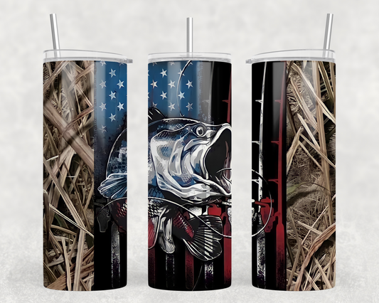 Digital Download -  Camo & Bass  Fish 20oz Tumbler Wrap