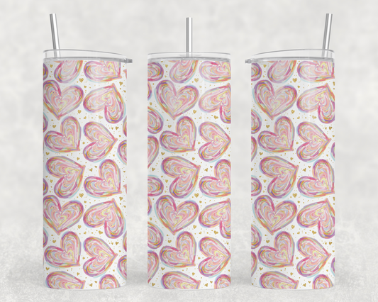 Watercolor Hearts Tumbler Wrap