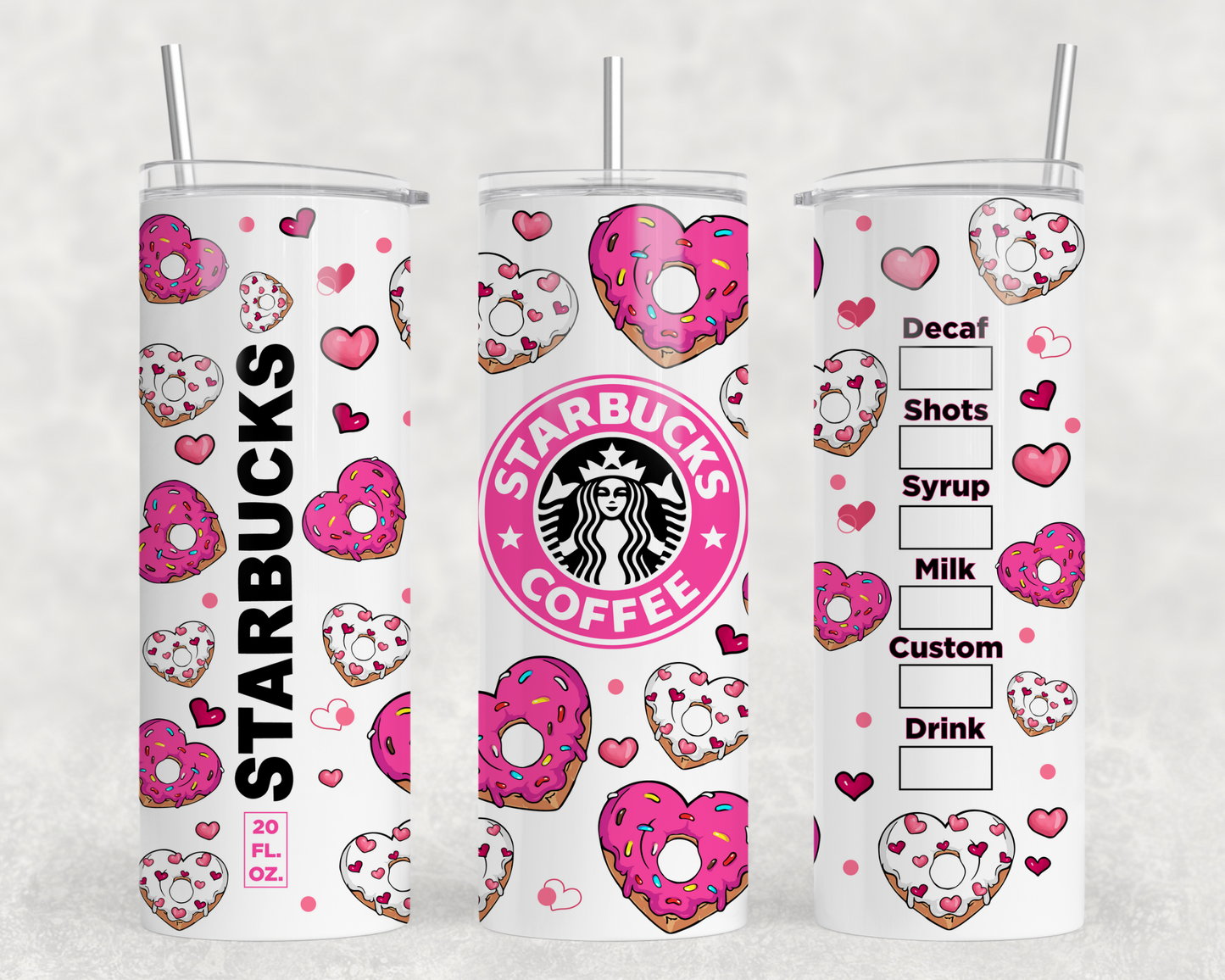 Heart Donuts Coffee Tumbler Wrap