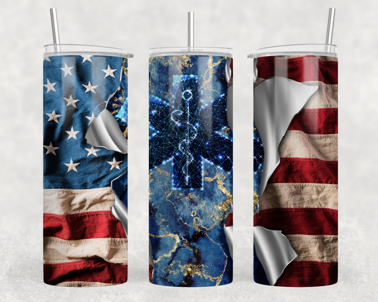 Star Of Life American Flag Tumbler Wrap