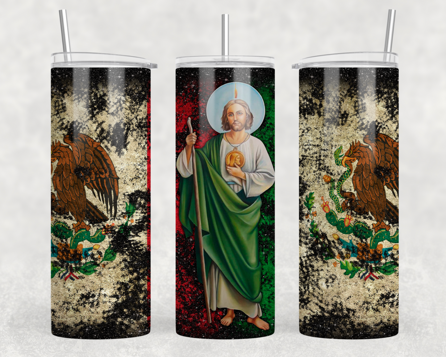 San Judas Tadeo Mexican Flag Tumbler Wrap