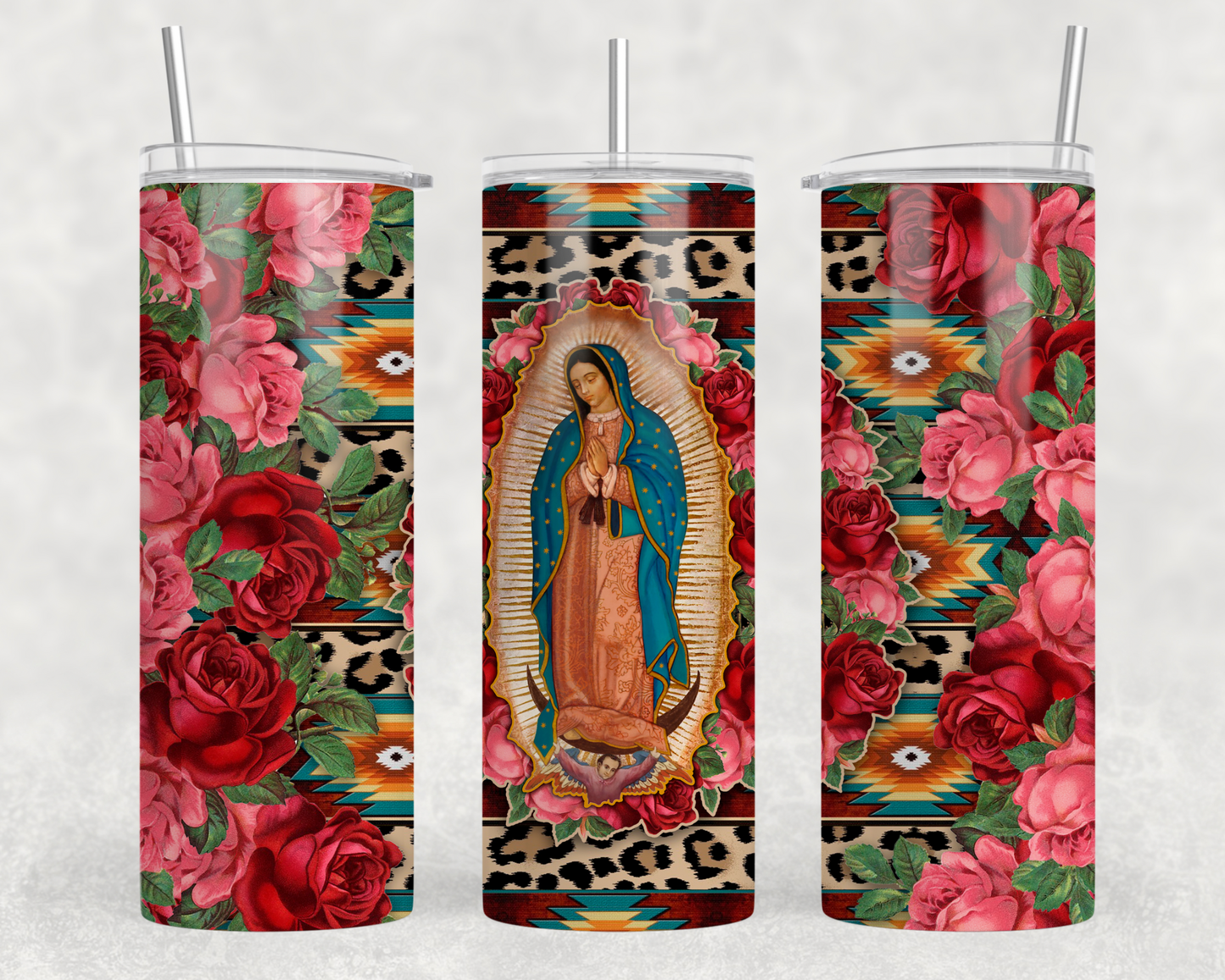 Virgin Mary Floral Tumbler Wrap