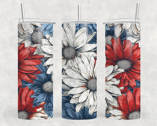 TW - Patriotic Flowers Tumbler Wrap